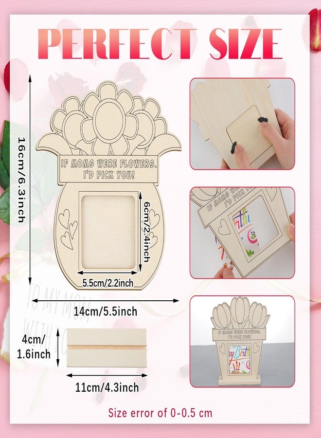Vercraft 12 Sets Mother's Day Wood Picture Frame Craft for Kids Color Your Own Mother's Day Craft DIY Coloring Flower Picture Frame for Mom Gift Classroom Tabletop Home Decor - Image 2